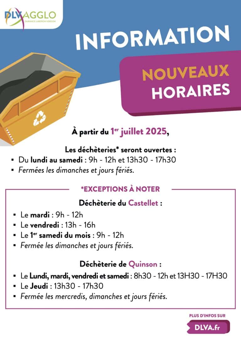 Horaires déchèteries