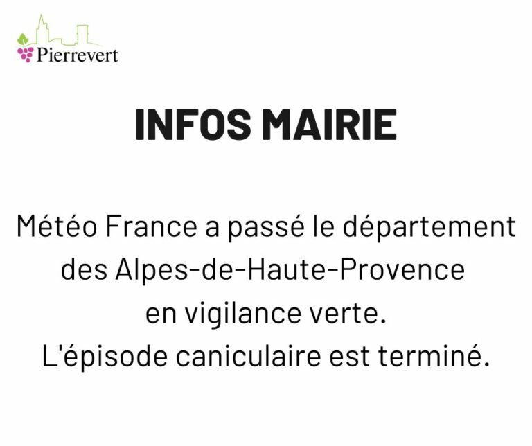 Fin de l’épisode caniculaire